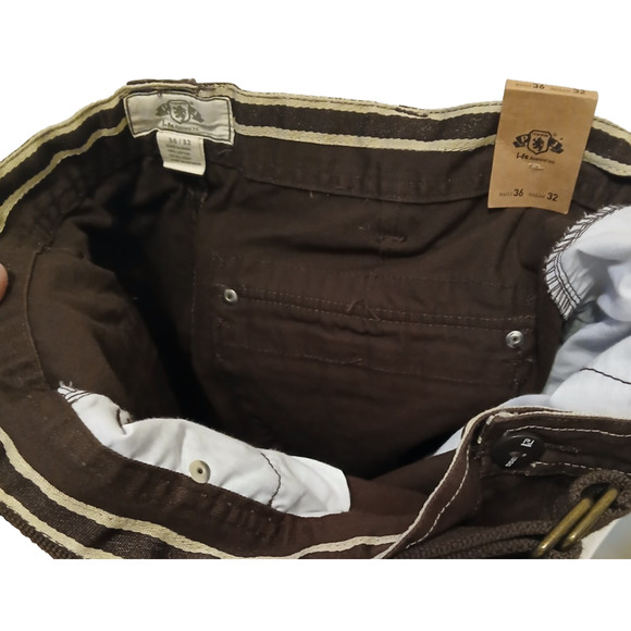 PJ Mark Mens Brown Cargo Pants 36x32 NWT Loose Fit Multi Pocket Utility i-fe - Picture 12 of 12